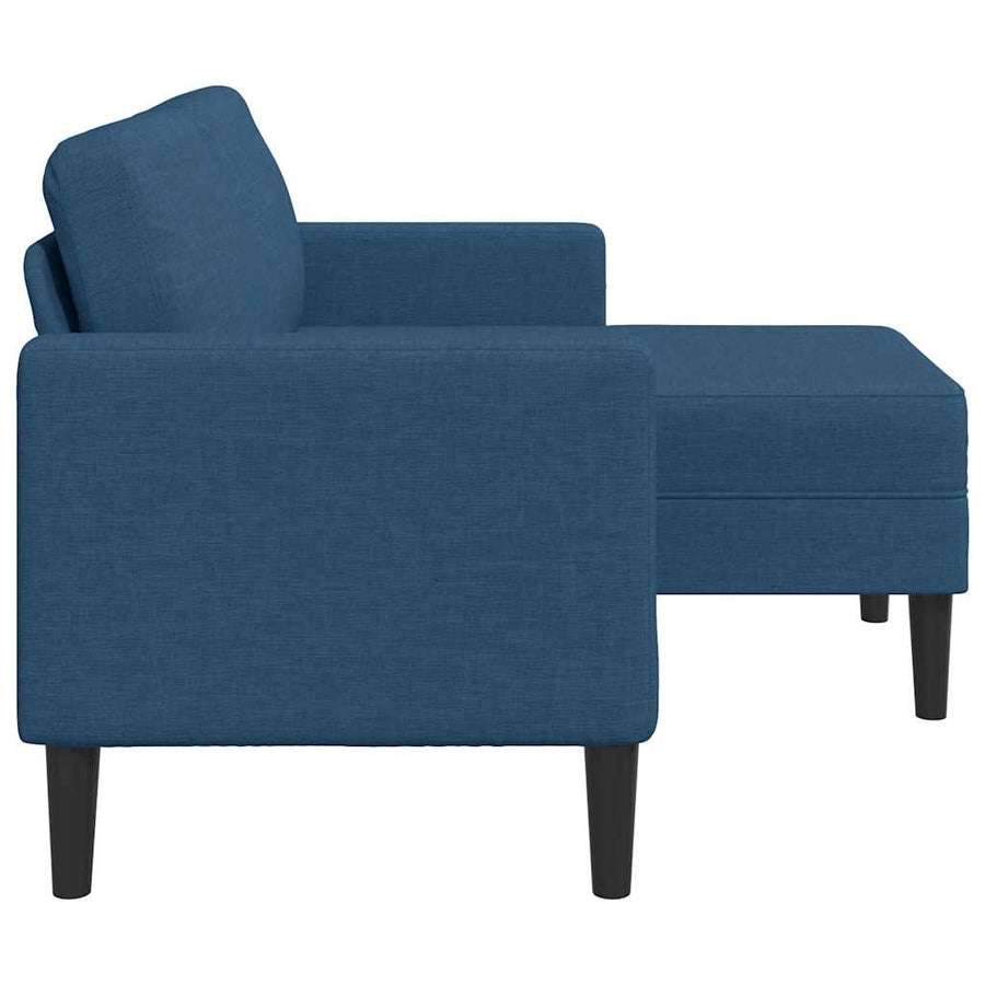 2-Zitsbank Met Ligstoel L-Vormig 125 Cm Stof Blauw