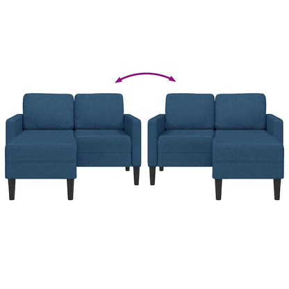 2-Zitsbank Met Ligstoel L-Vormig 125 Cm Stof Blauw