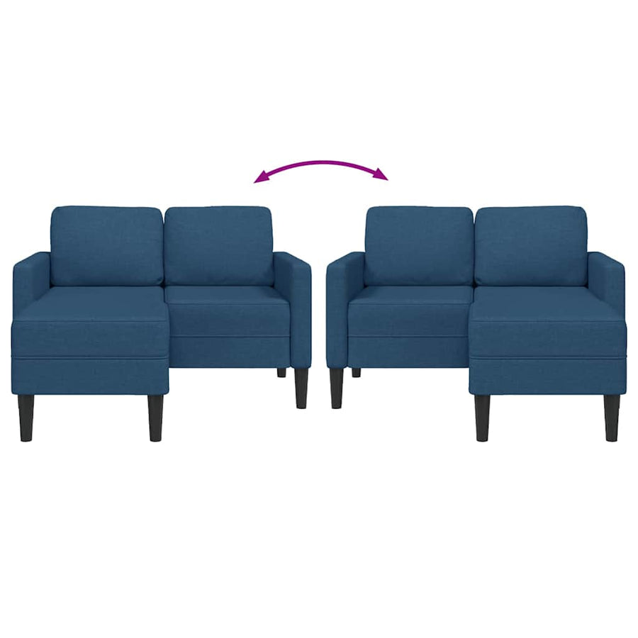 2-Zitsbank Met Ligstoel L-Vormig 125 Cm Stof Blauw