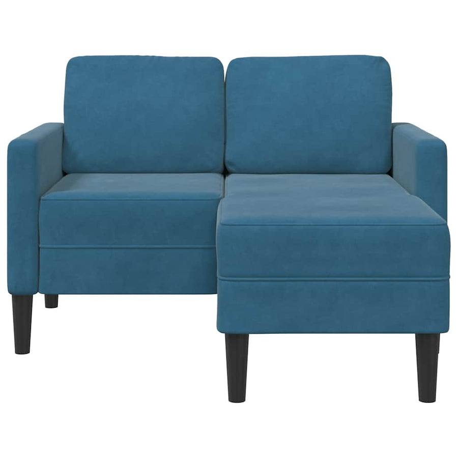 2-Zitsbank Met Ligstoel L-Vormig 125 Cm Fluweel Blauw