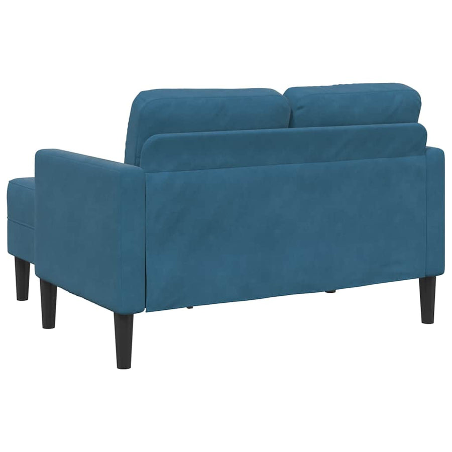2-Zitsbank Met Ligstoel L-Vormig 125 Cm Fluweel Blauw