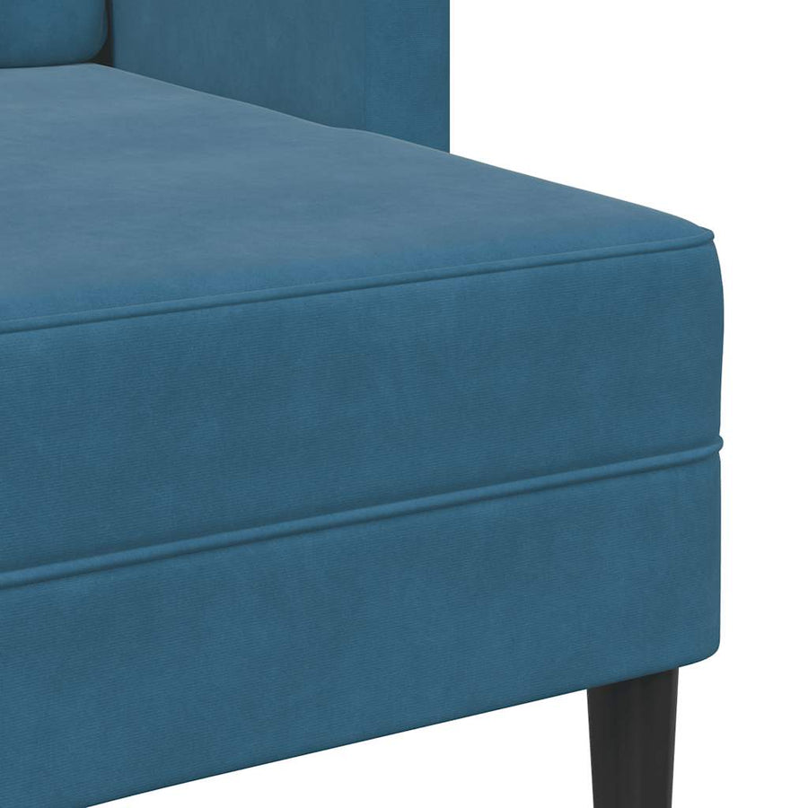 2-Zitsbank Met Ligstoel L-Vormig 125 Cm Fluweel Blauw