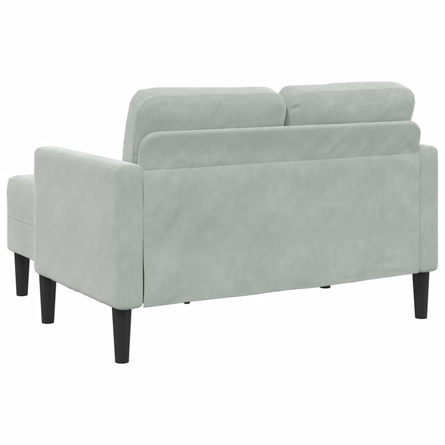 2-Zitsbank Met Ligstoel L-Vormig 125 Cm Fluweel Lichtgrijs