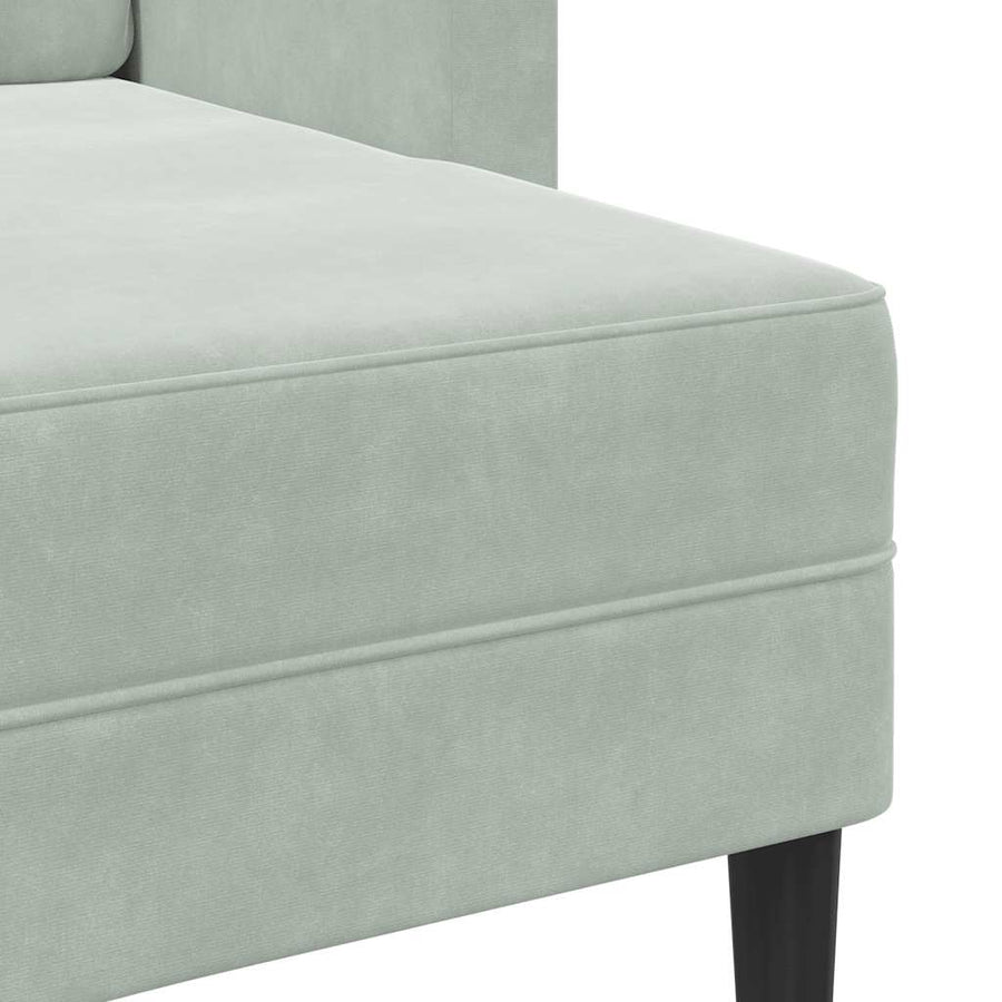 2-Zitsbank Met Ligstoel L-Vormig 125 Cm Fluweel Lichtgrijs