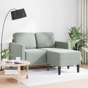 2-zitsbank L-vormig 125 cm lichtgrijs fluweel