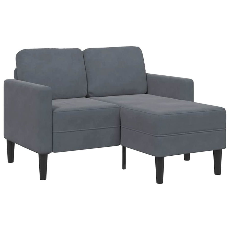 2-Zitsbank Met Ligstoel L-Vormig 125 Cm Fluweel Donkergrijs