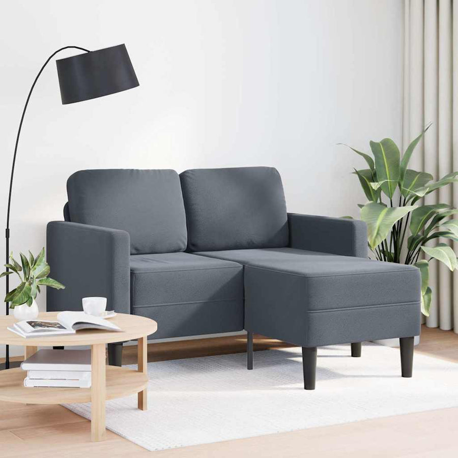 2-Zitsbank Met Ligstoel L-Vormig 125 Cm Fluweel Donkergrijs