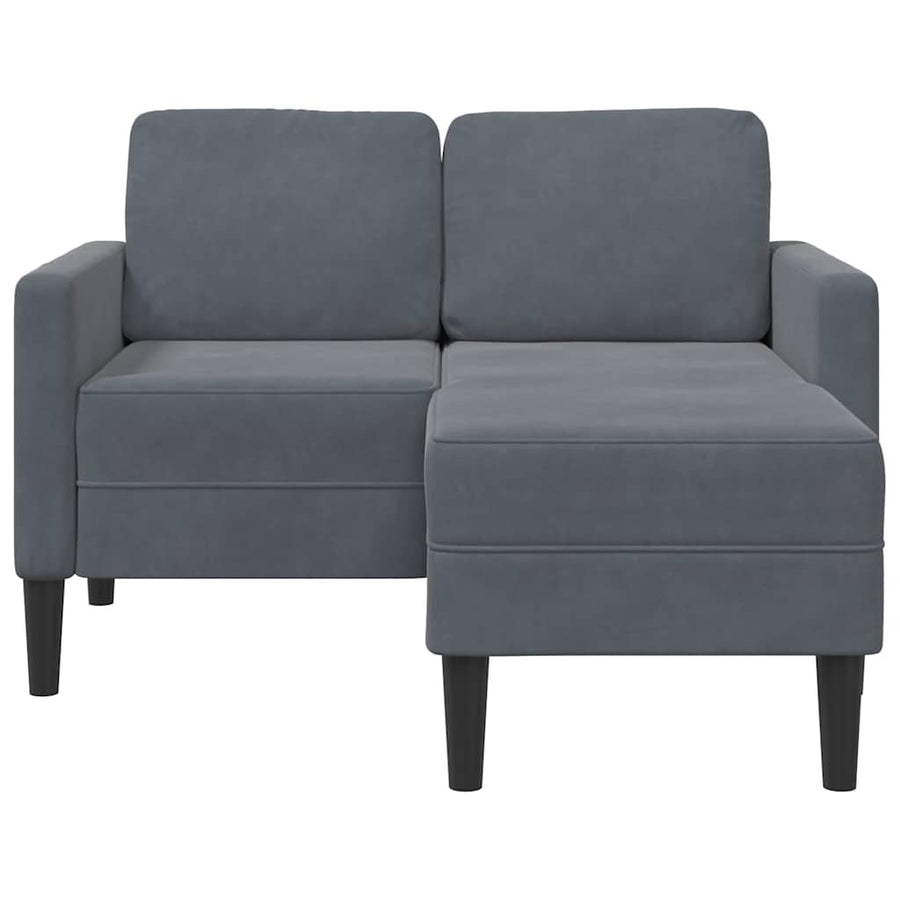2-Zitsbank Met Ligstoel L-Vormig 125 Cm Fluweel Donkergrijs