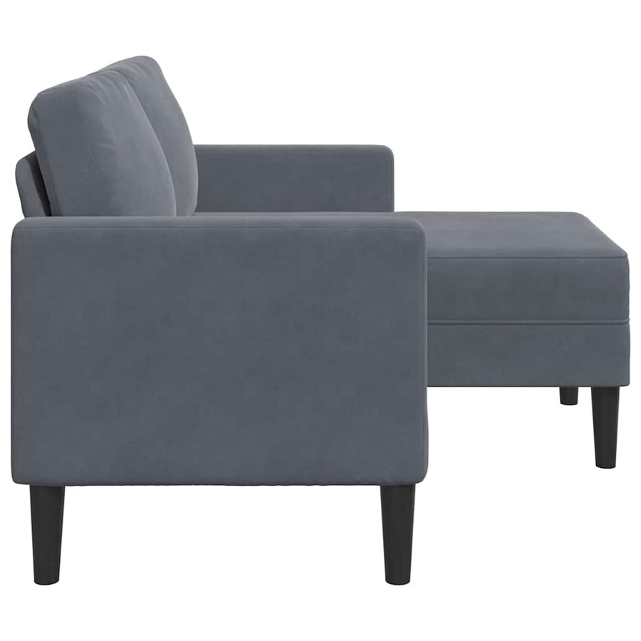 2-Zitsbank Met Ligstoel L-Vormig 125 Cm Fluweel Donkergrijs