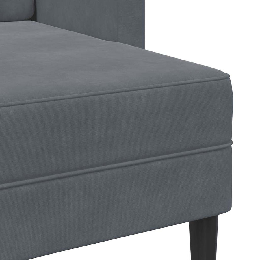 2-Zitsbank Met Ligstoel L-Vormig 125 Cm Fluweel Donkergrijs