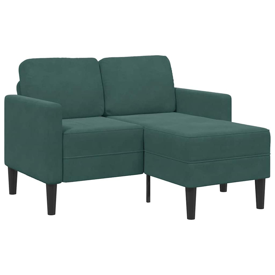 2-Zitsbank Met Chaise L-Vorm 125 Cm Fluweel Donkergroen
