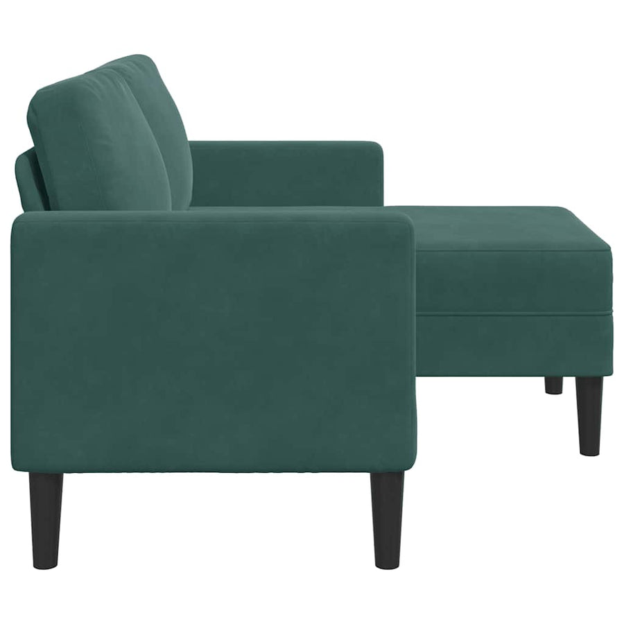 2-Zitsbank Met Chaise L-Vorm 125 Cm Fluweel Donkergroen