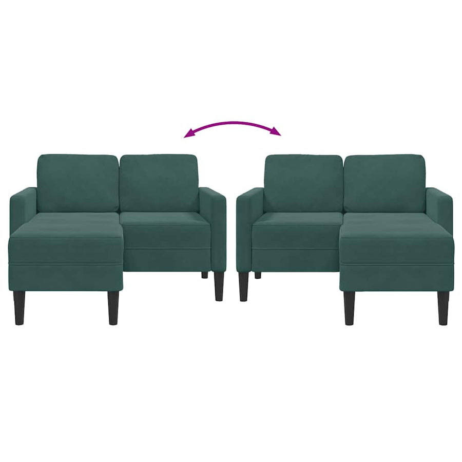 2-Zitsbank Met Chaise L-Vorm 125 Cm Fluweel Donkergroen