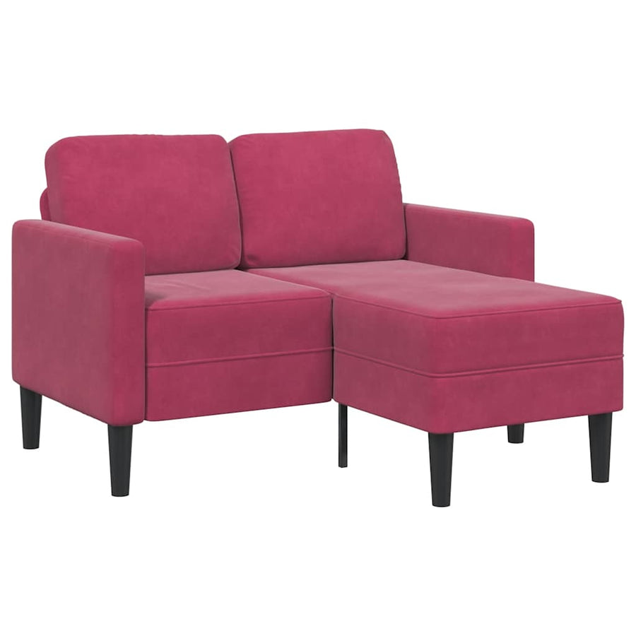 2-Zitsbank Met Chaise L-Vorm 125 Cm Fluweel Wijnrood