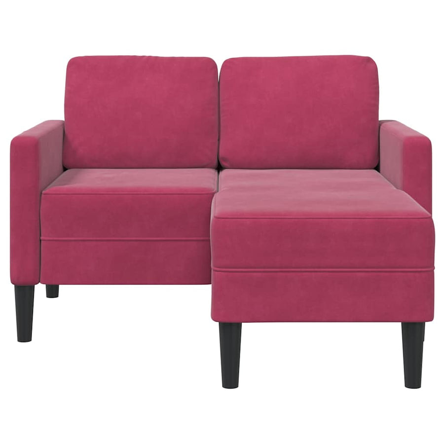 2-Zitsbank Met Chaise L-Vorm 125 Cm Fluweel Wijnrood