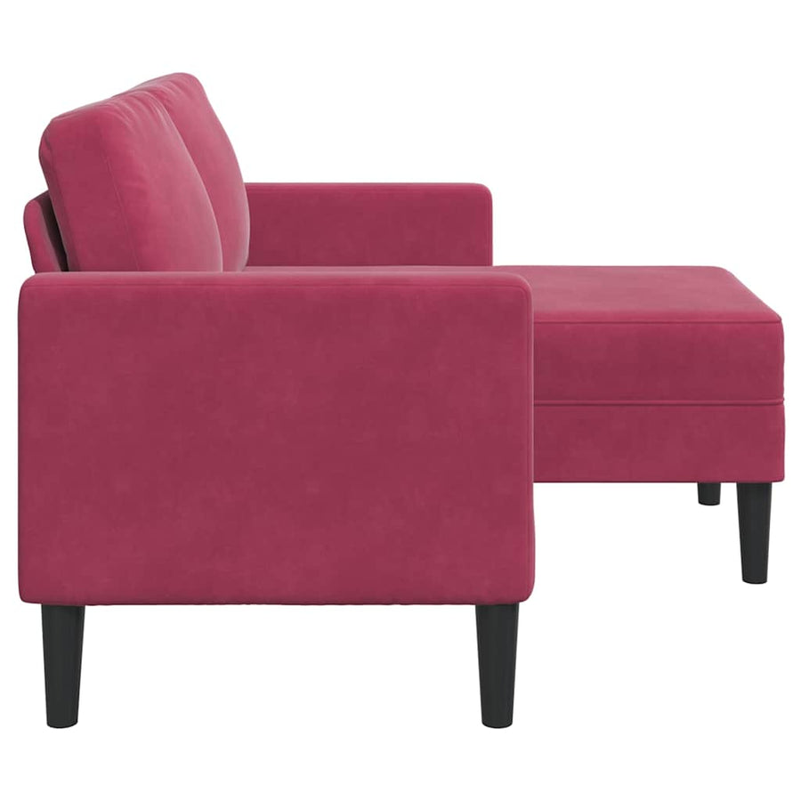 2-Zitsbank Met Chaise L-Vorm 125 Cm Fluweel Wijnrood