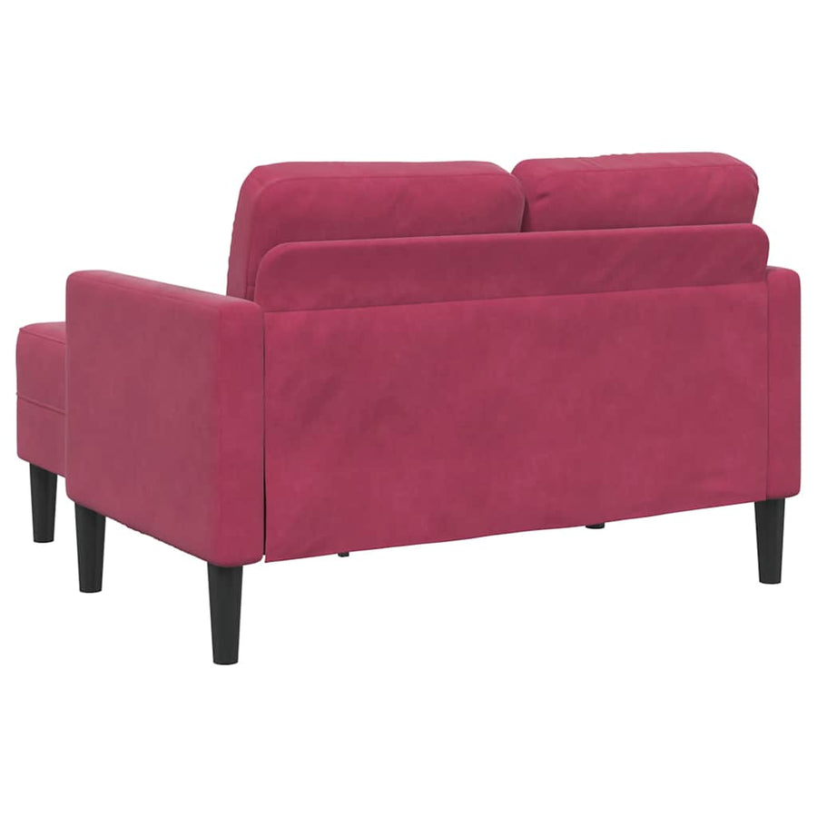 2-Zitsbank Met Chaise L-Vorm 125 Cm Fluweel Wijnrood
