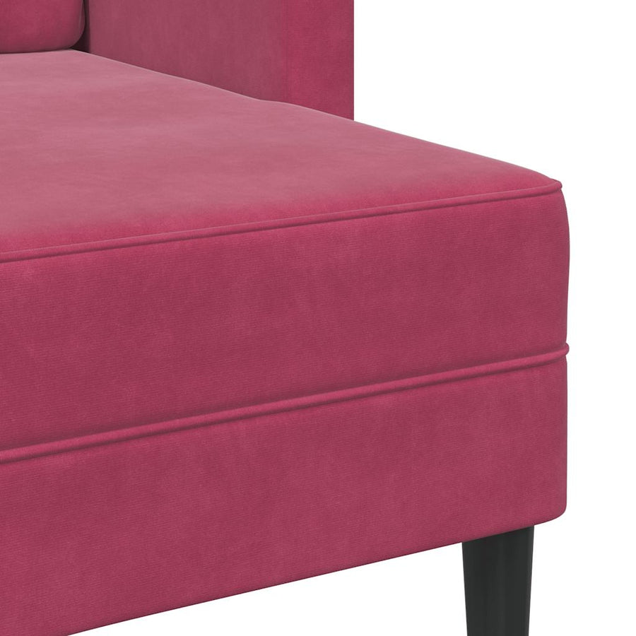 2-Zitsbank Met Chaise L-Vorm 125 Cm Fluweel Wijnrood