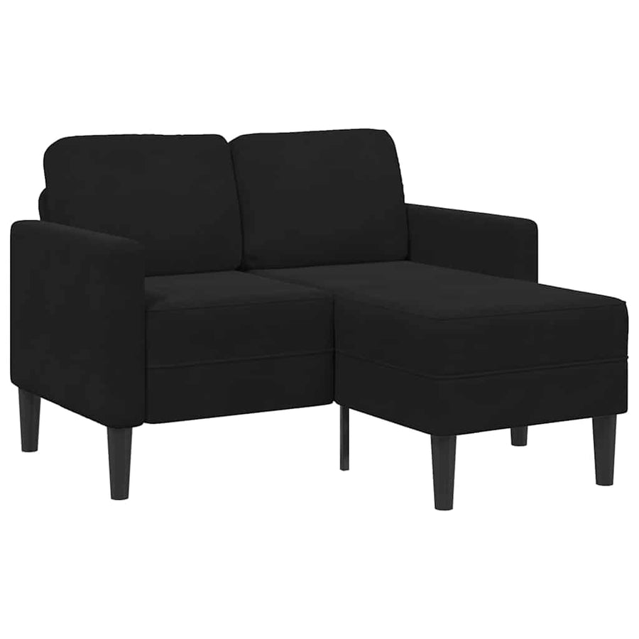 2-Zitsbank Met Ligstoel L-Vormig 125 Cm Fluweel Zwart