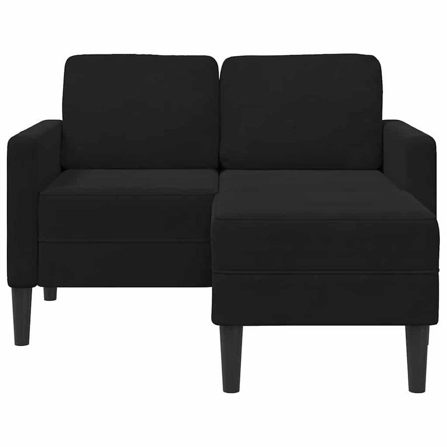 2-Zitsbank Met Ligstoel L-Vormig 125 Cm Fluweel Zwart