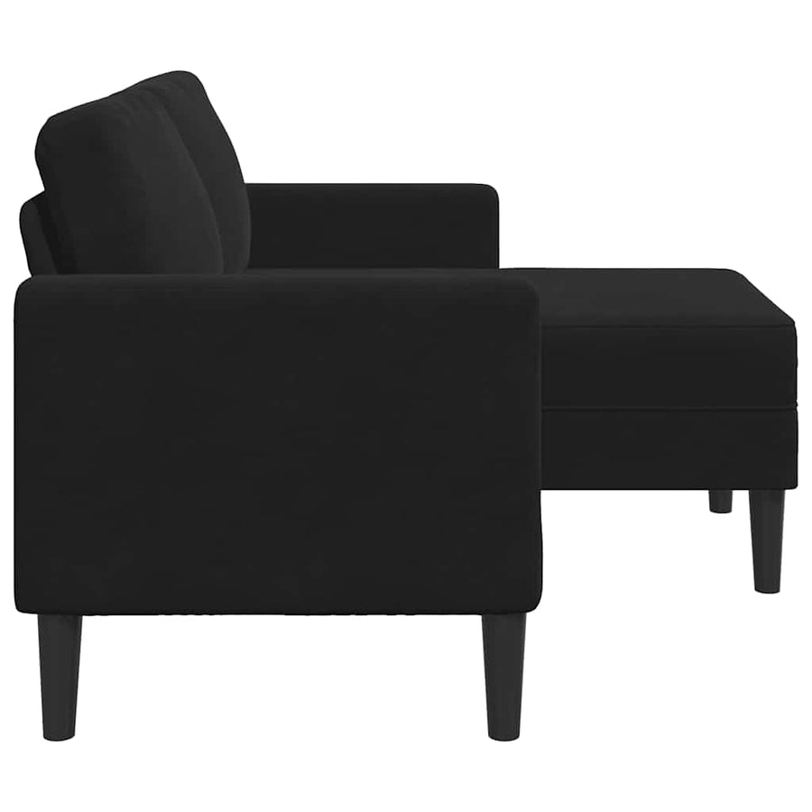 2-Zitsbank Met Ligstoel L-Vormig 125 Cm Fluweel Zwart