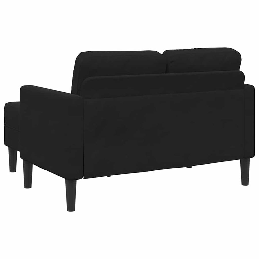 2-Zitsbank Met Ligstoel L-Vormig 125 Cm Fluweel Zwart