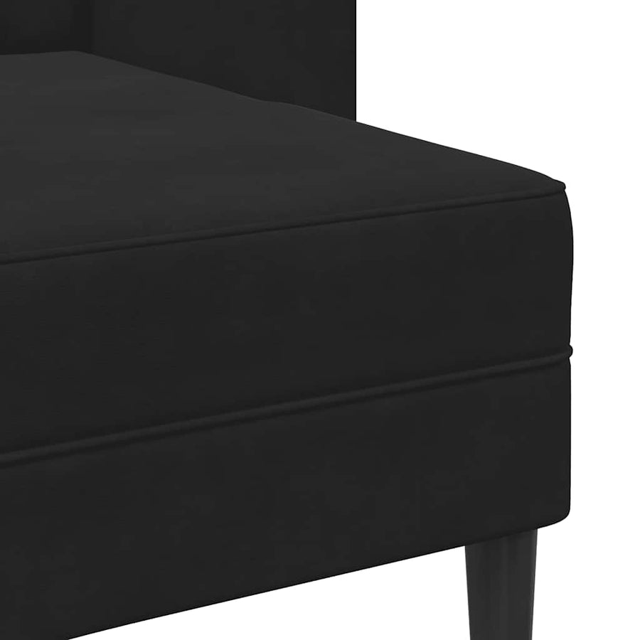 2-Zitsbank Met Ligstoel L-Vormig 125 Cm Fluweel Zwart