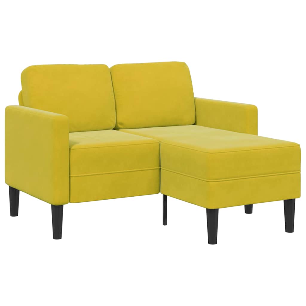 2-Zitsbank Met Ligstoel L-Vormig 125 Cm Fluweel Geel