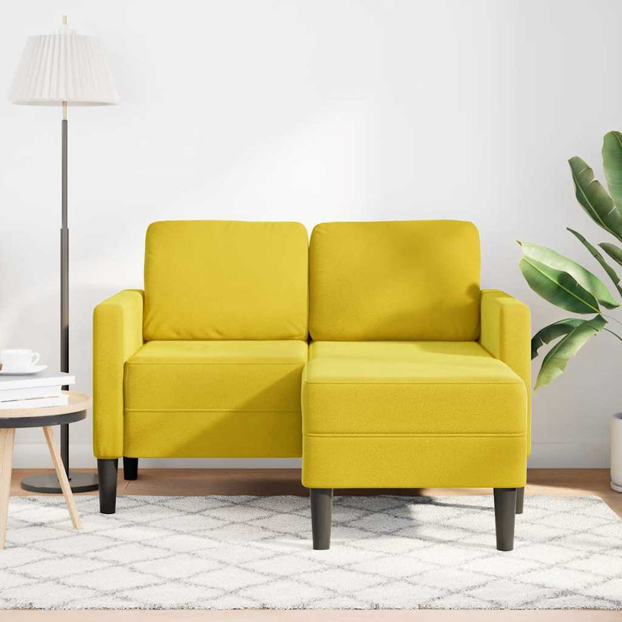 2-Zitsbank Met Ligstoel L-Vormig 125 Cm Fluweel Geel