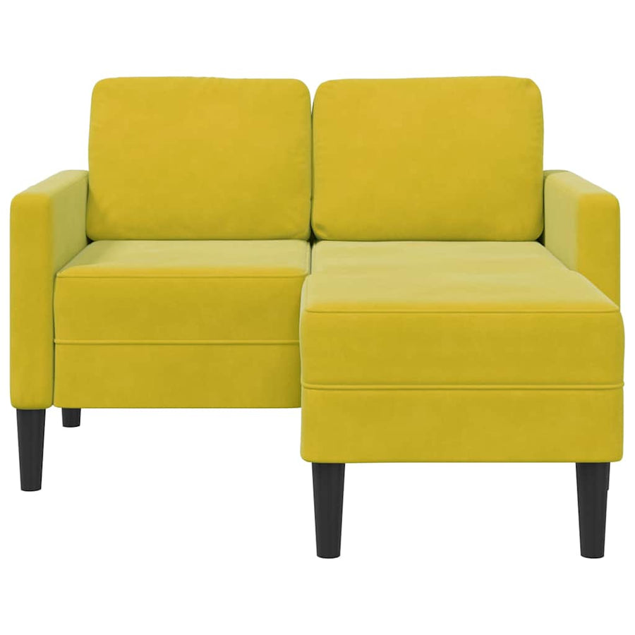 2-Zitsbank Met Ligstoel L-Vormig 125 Cm Fluweel Geel
