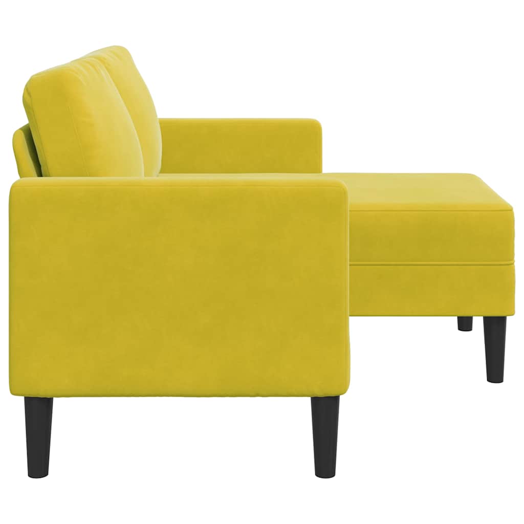 2-Zitsbank Met Ligstoel L-Vormig 125 Cm Fluweel Geel