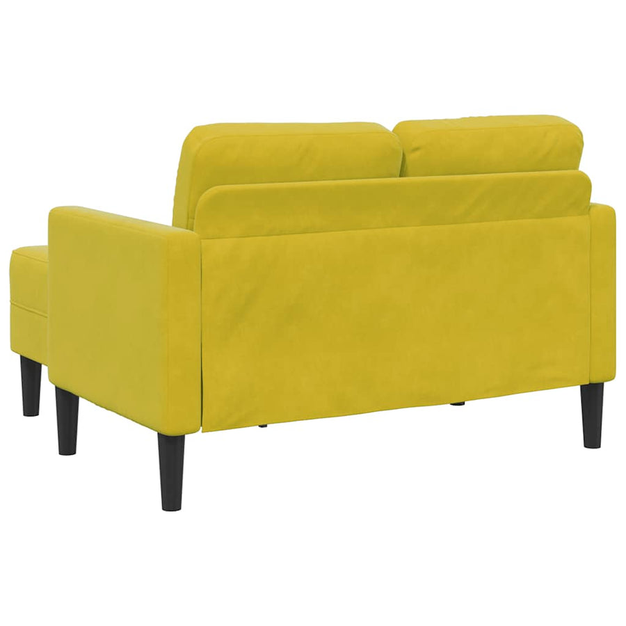 2-Zitsbank Met Ligstoel L-Vormig 125 Cm Fluweel Geel