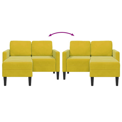 2-Zitsbank Met Ligstoel L-Vormig 125 Cm Fluweel Geel