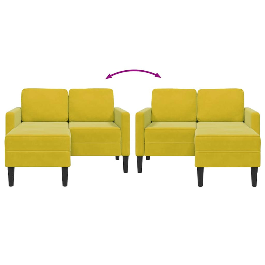 2-Zitsbank Met Ligstoel L-Vormig 125 Cm Fluweel Geel