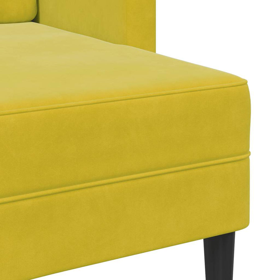 2-Zitsbank Met Ligstoel L-Vormig 125 Cm Fluweel Geel