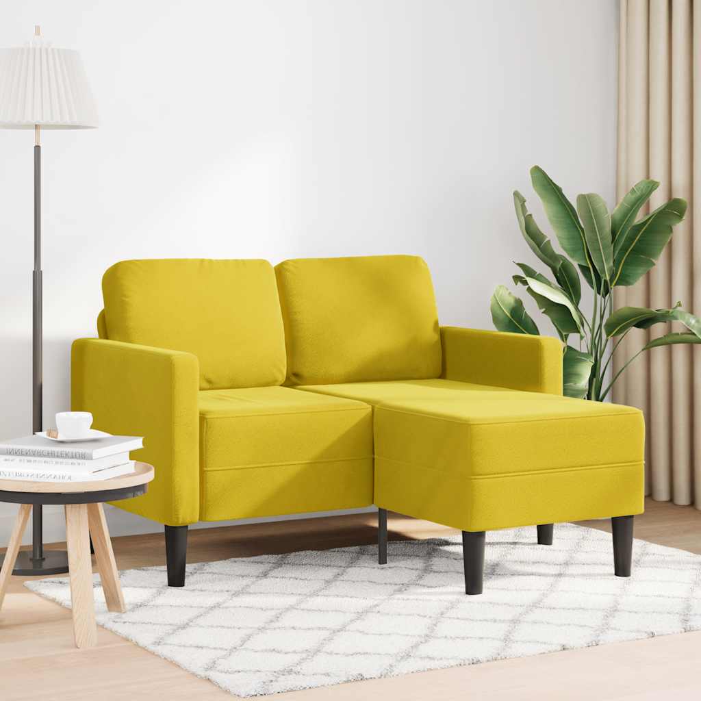 2-Zitsbank Met Ligstoel L-Vormig 125 Cm Fluweel Geel