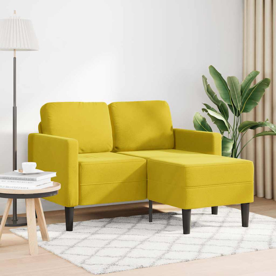 2-Zitsbank Met Ligstoel L-Vormig 125 Cm Fluweel Geel
