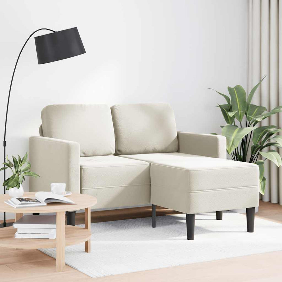2-Zitsbank Met Chaise L-Vorm Kleurig 125 Cm Fluweel Crème