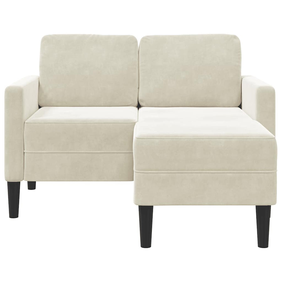 2-Zitsbank Met Chaise L-Vorm Kleurig 125 Cm Fluweel Crème