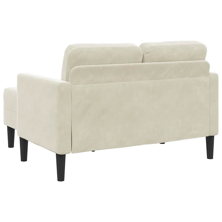 2-Zitsbank Met Chaise L-Vorm Kleurig 125 Cm Fluweel Crème