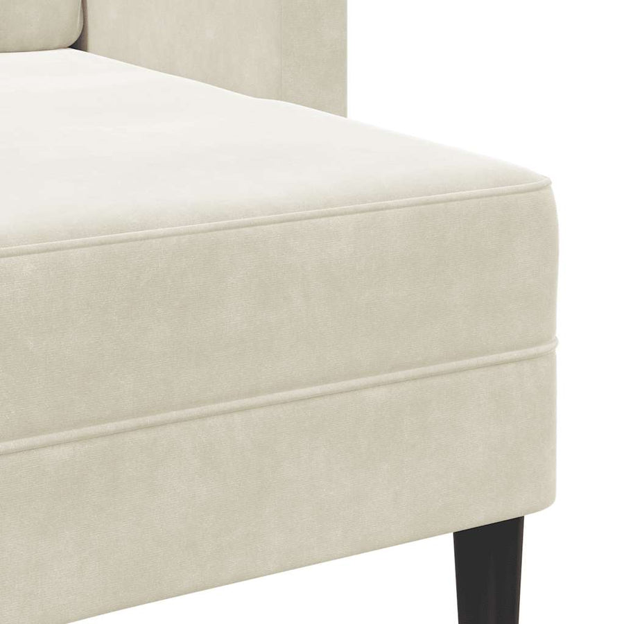 2-Zitsbank Met Chaise L-Vorm Kleurig 125 Cm Fluweel Crème