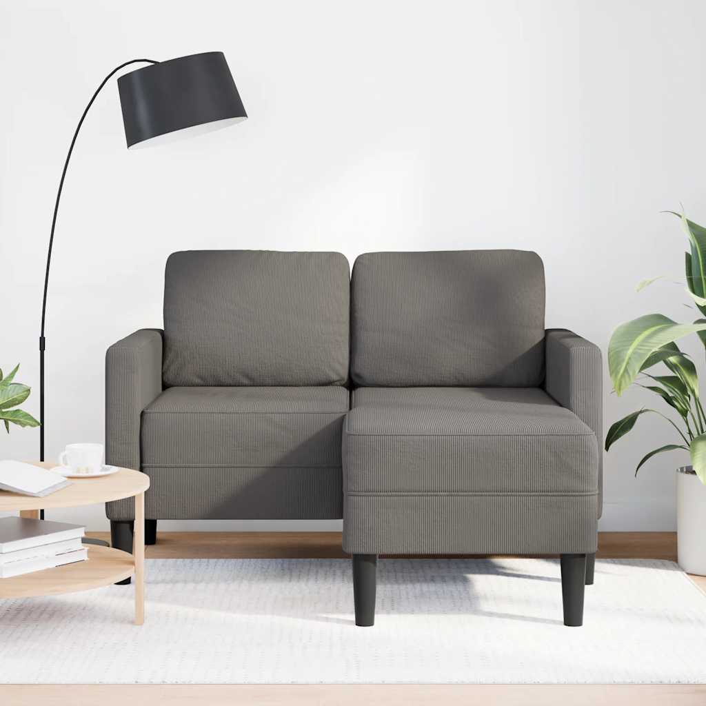 2-Zitsbank Met Ligstoel L-Vormig 125 Cm Linnen Lichtgrijs