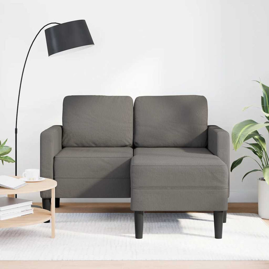 2-Zitsbank Met Ligstoel L-Vormig 125 Cm Linnen Lichtgrijs