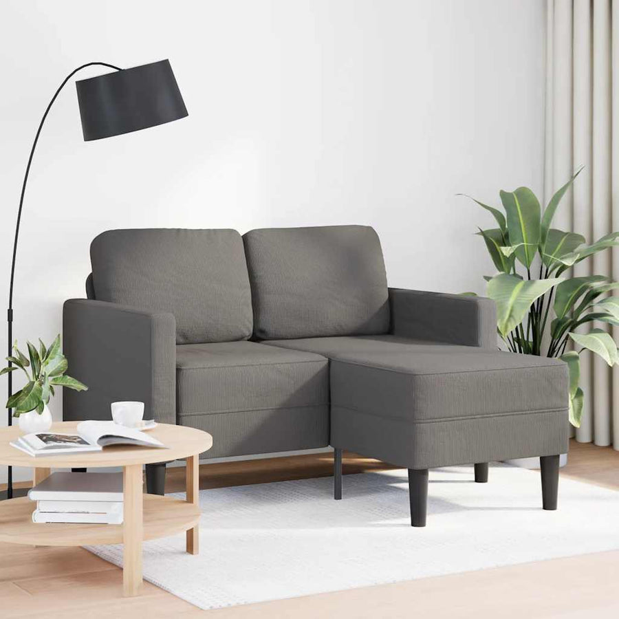 2-Zitsbank Met Ligstoel L-Vormig 125 Cm Linnen Lichtgrijs