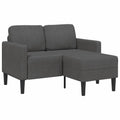 Tweezitsbank met chaise longue L-vormig donkergrijs 125 cm linnen