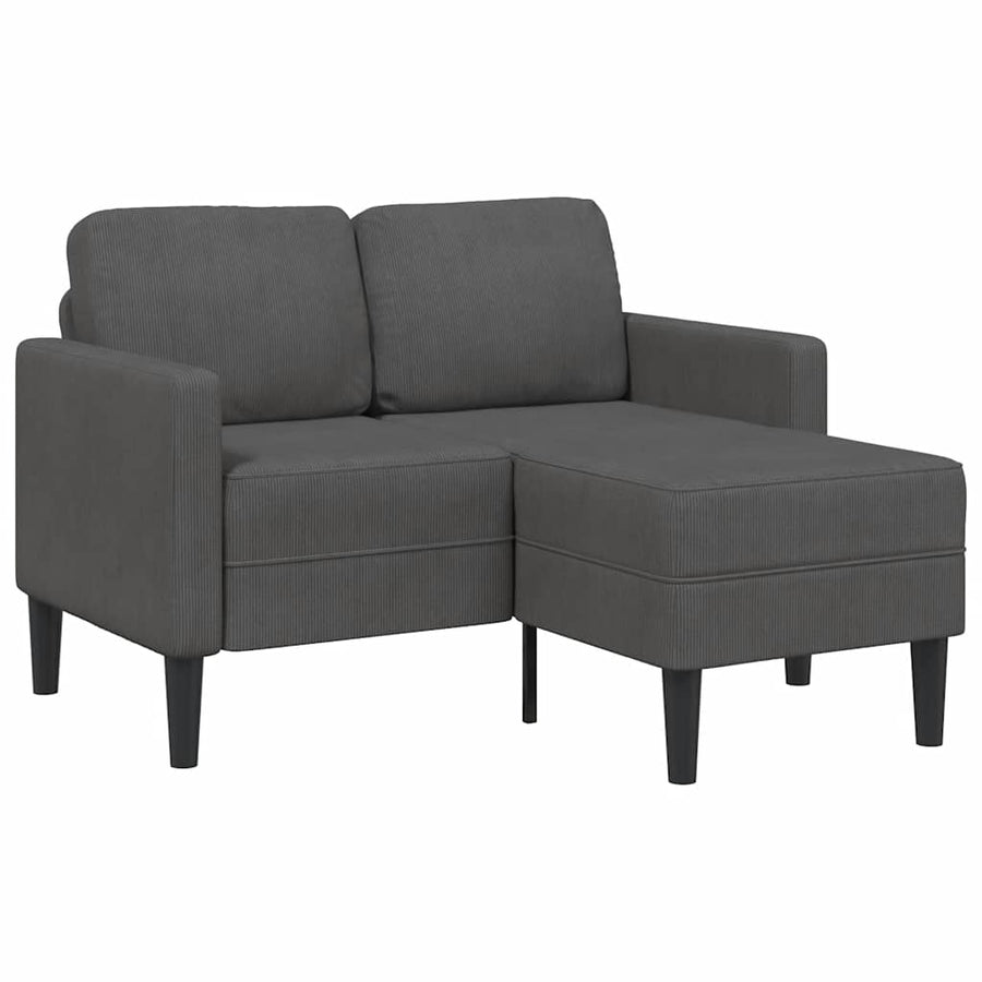 2-Zitsbank Met Ligstoel L-Vormig 125 Cm Linnen Donkergrijs
