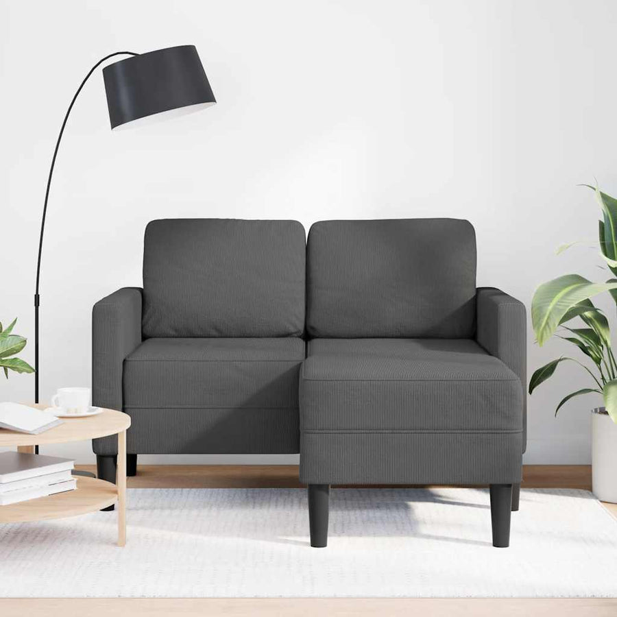2-Zitsbank Met Ligstoel L-Vormig 125 Cm Linnen Donkergrijs