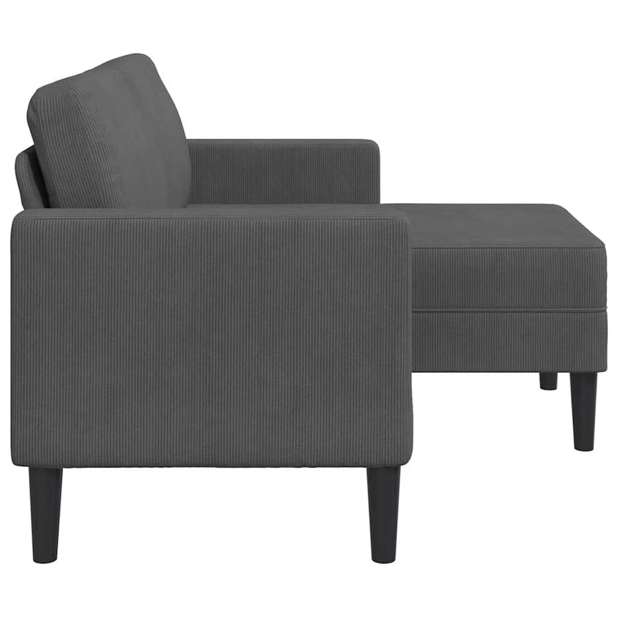 2-Zitsbank Met Ligstoel L-Vormig 125 Cm Linnen Donkergrijs