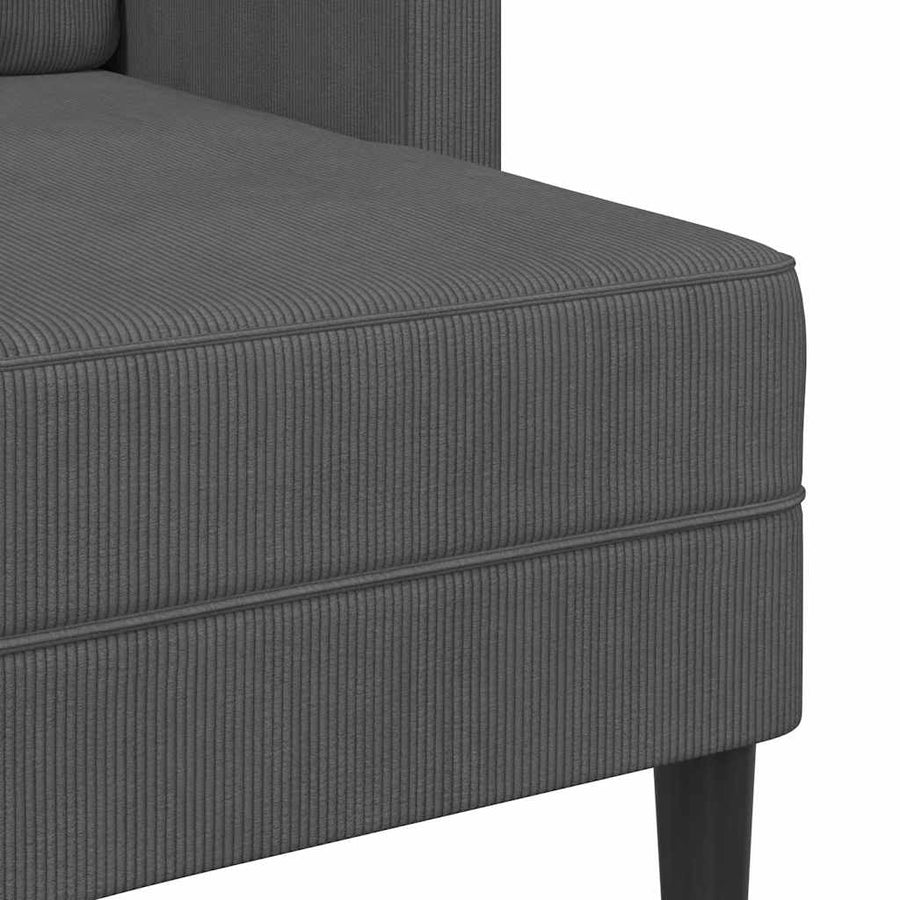 2-Zitsbank Met Ligstoel L-Vormig 125 Cm Linnen Donkergrijs