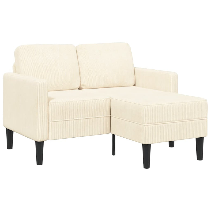 2-Zitsbank Met Ligstoel L-Vormig Kleurig 125 Cm Linnen Crème